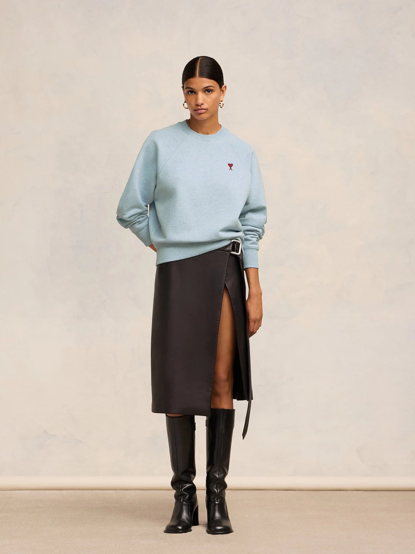 Rundhals Sweatshirt in cashmere blau