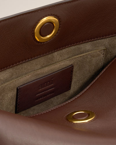 Carrousel Bag aus weichem Leder in braun-chocolat