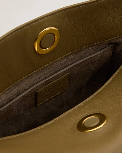Carrousel Bag aus Leder in khaki