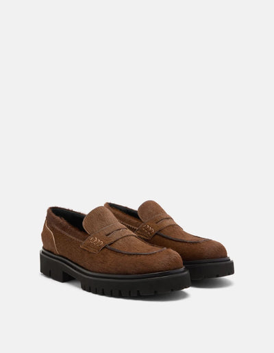 Loafer aus Fell in dunkelbraun