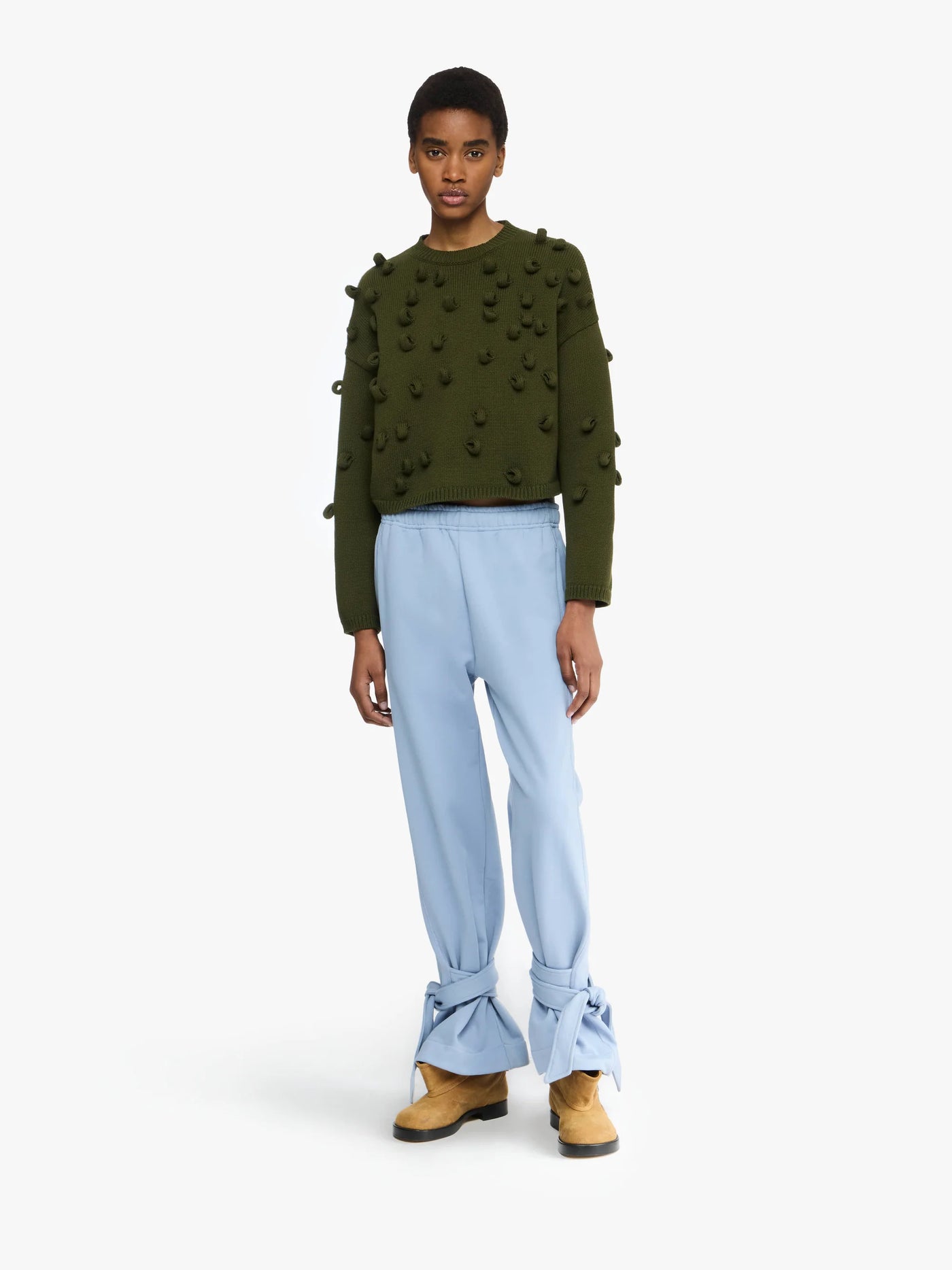 Cropped Pullover mit Schleife