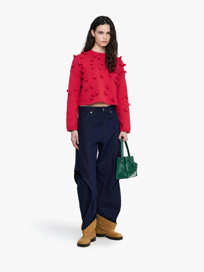Cropped Pullover mit Schleife