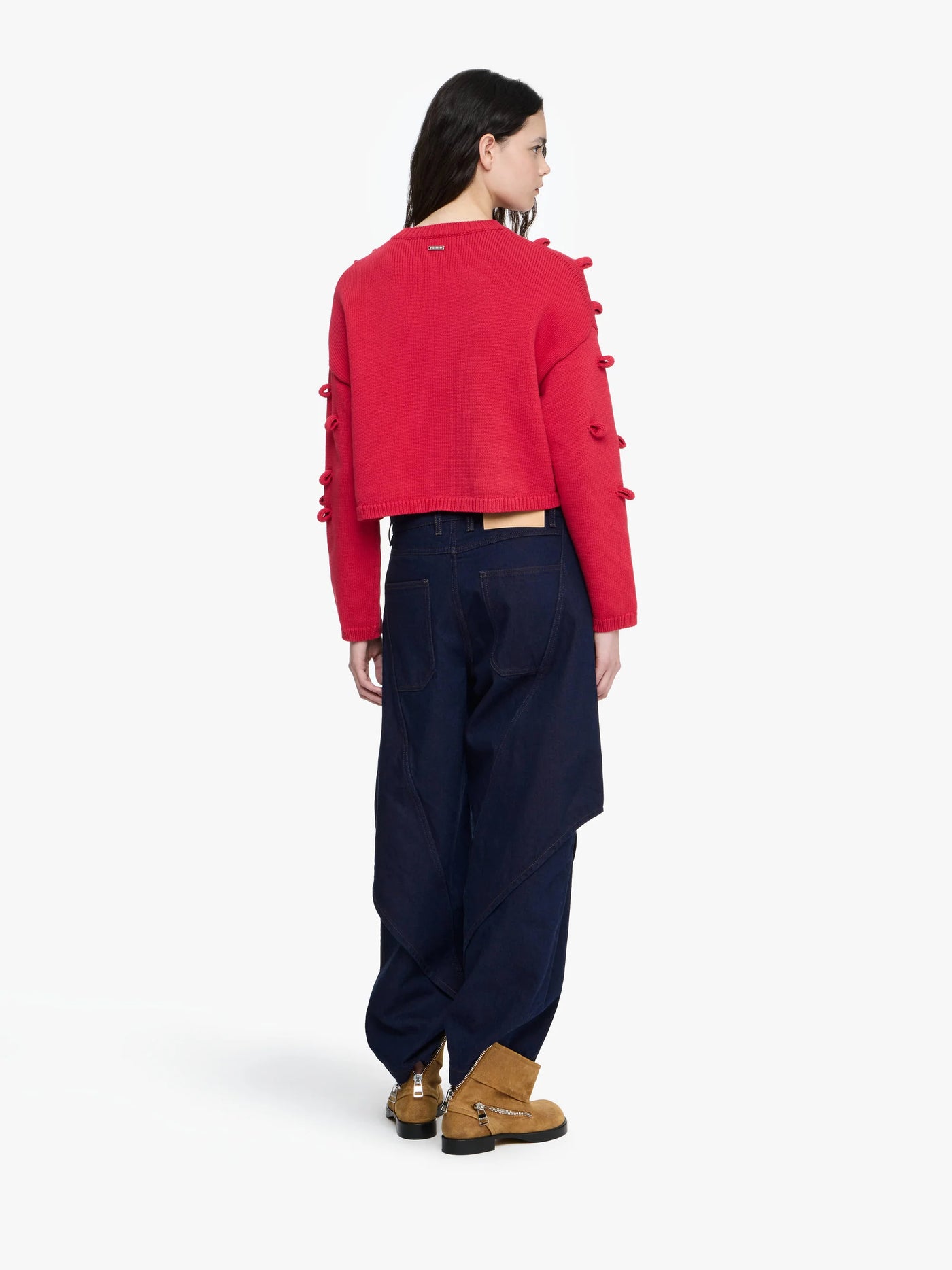 Cropped Pullover mit Schleife