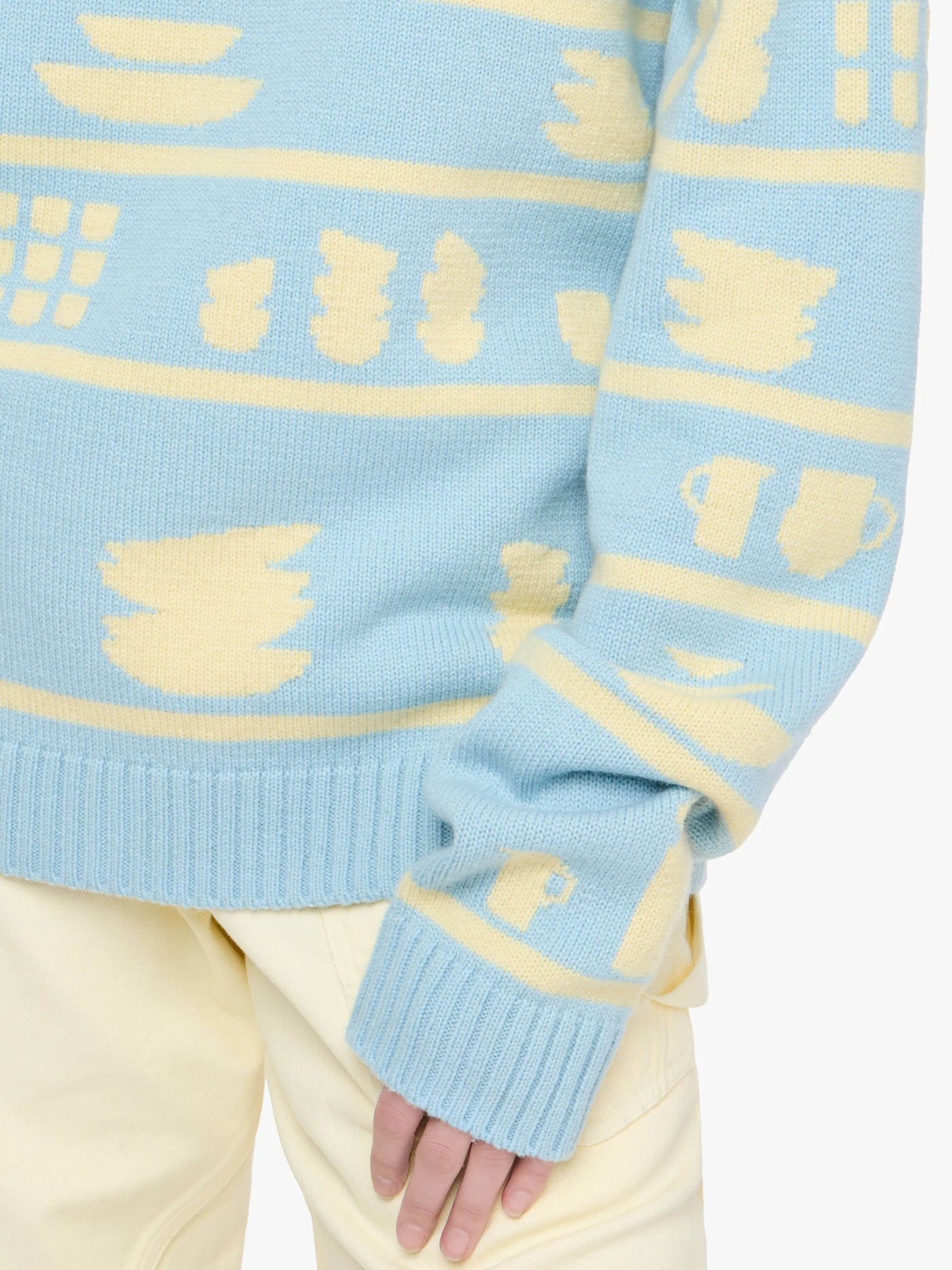 Jacquard Pullover Geschirr in hellblau