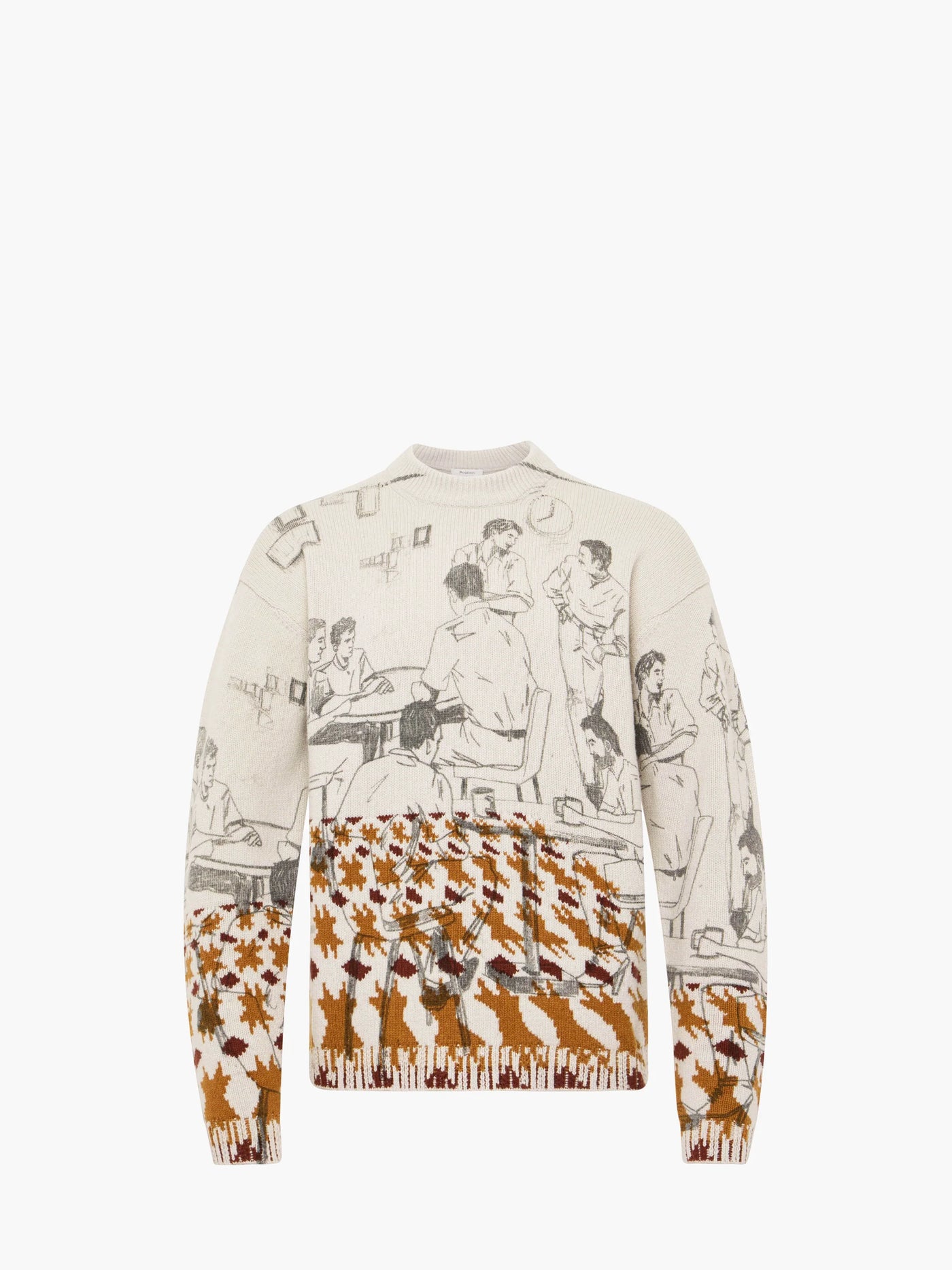 Jacquard Pullover mit Print in hellgrau