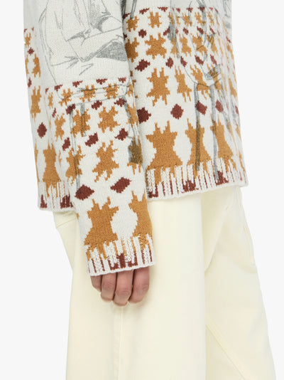 Jacquard Pullover mit Print in hellgrau