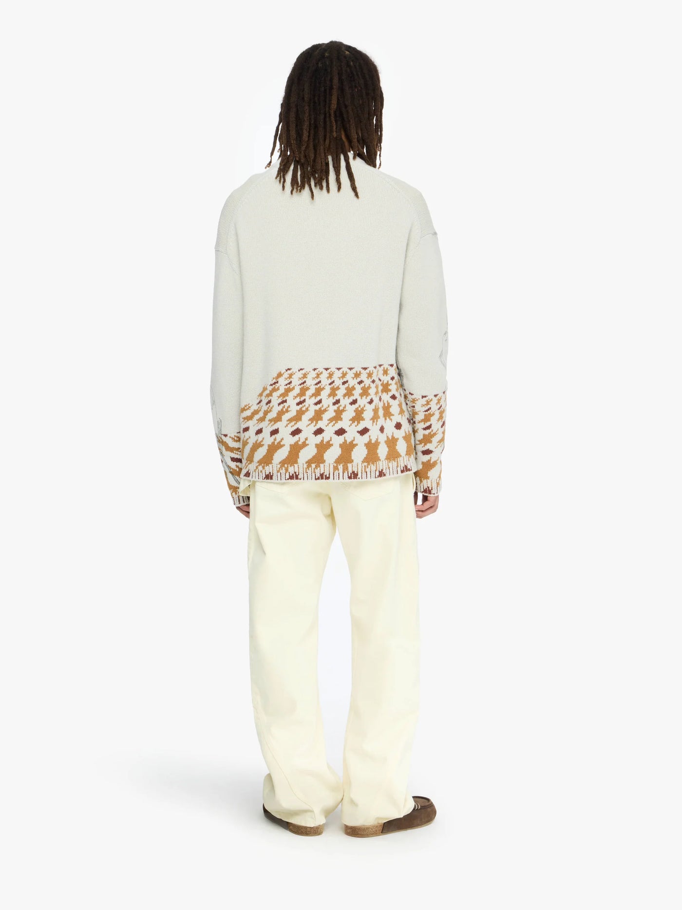 Jacquard Pullover mit Print in hellgrau