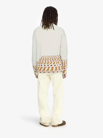 Jacquard Pullover mit Print in hellgrau