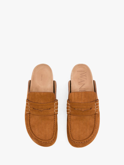 Loafer Stitch aus Velours Leder in caramel cognac