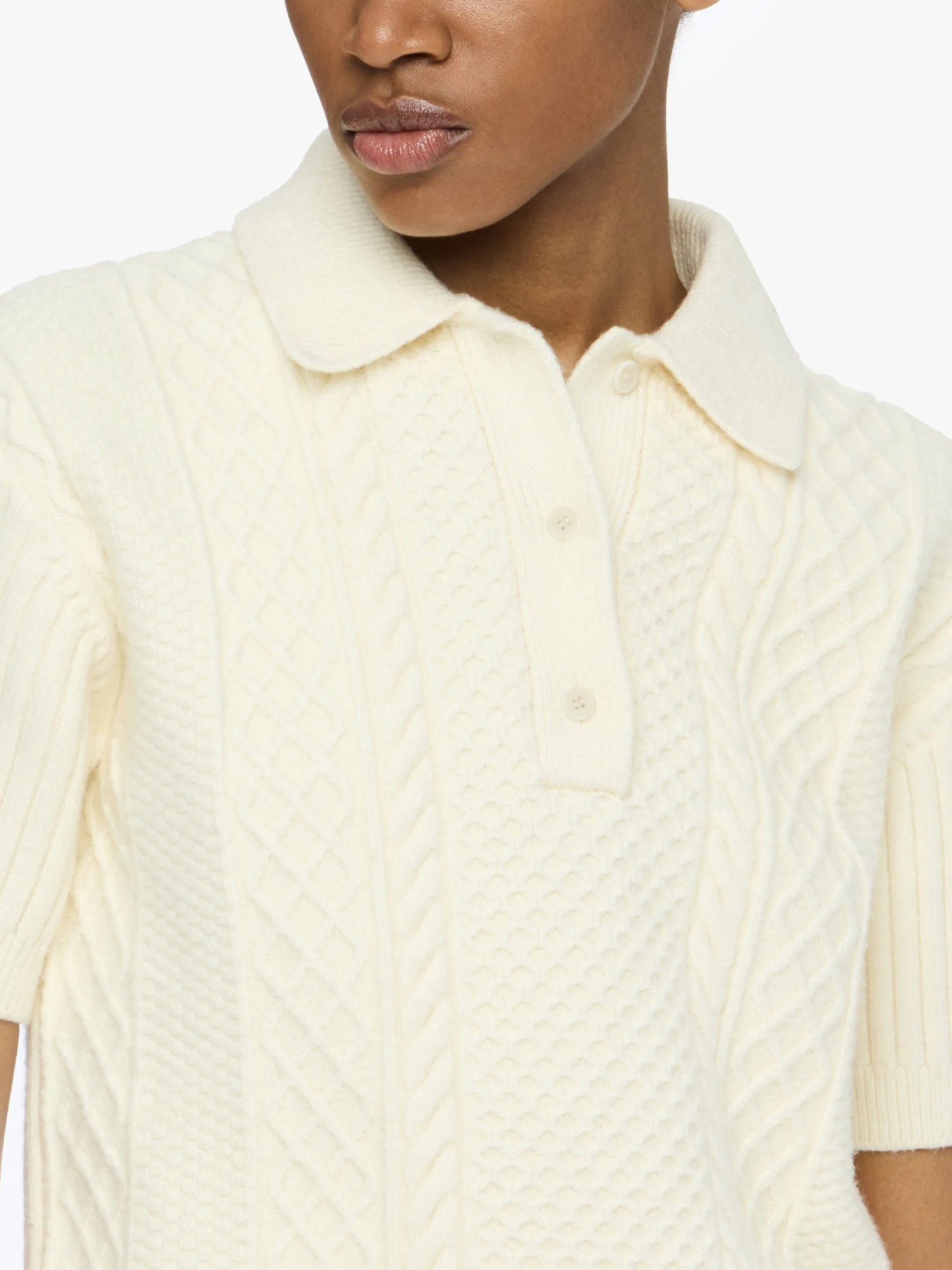 Cropped Zopf Polo in ecru