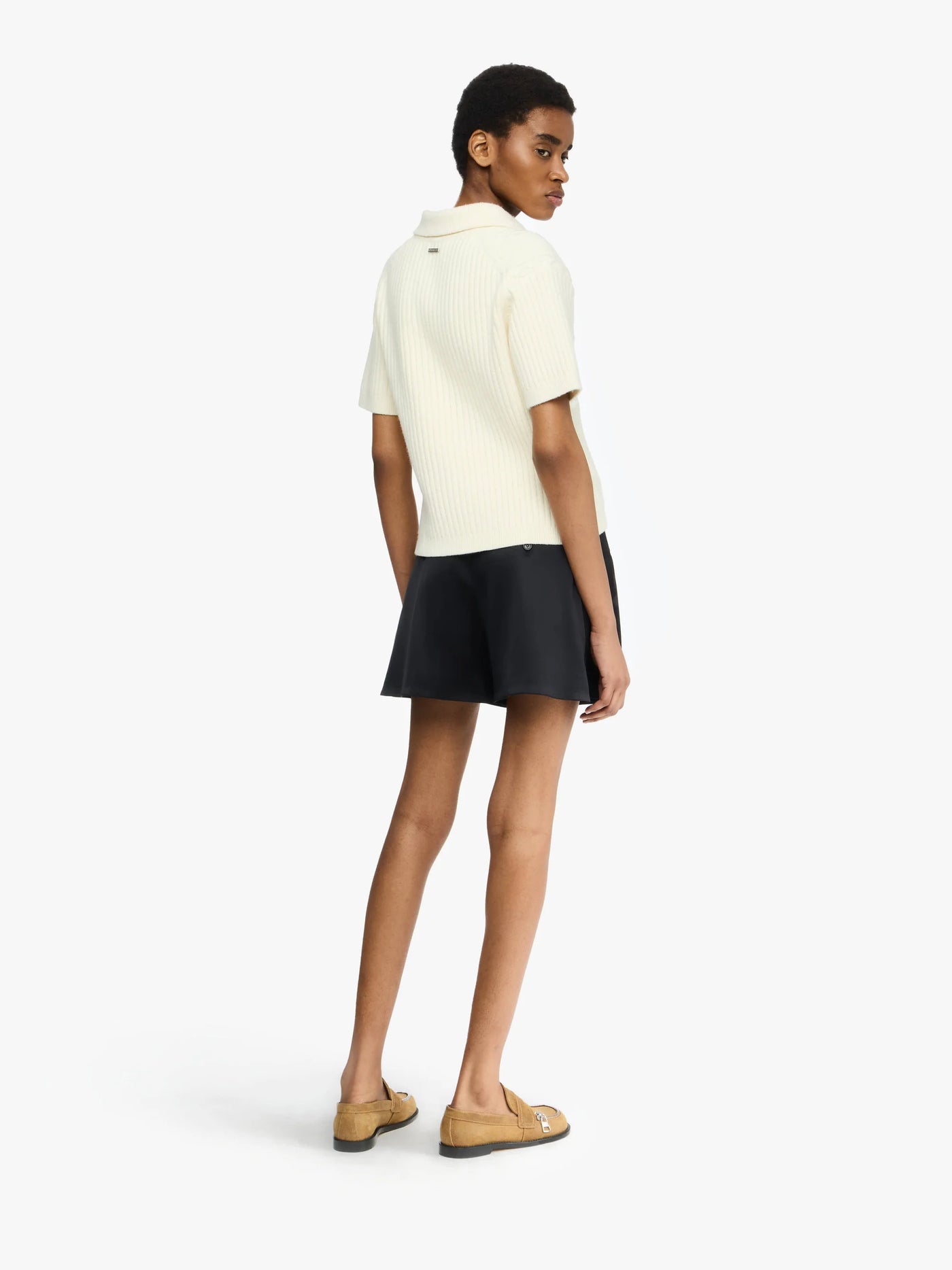 Cropped Zopf Polo in ecru