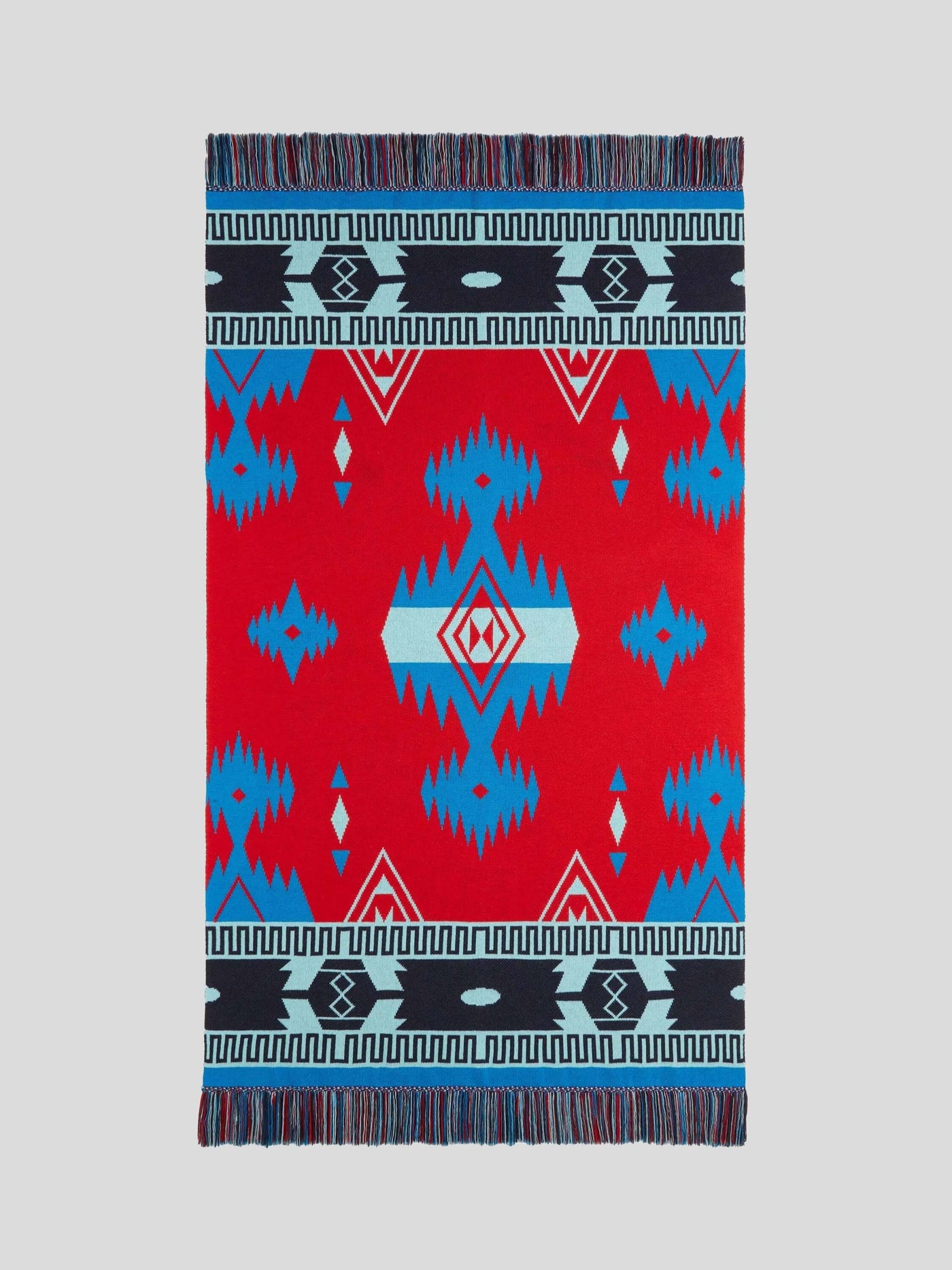 ALANUI Decken | Icon Jacquard Wolldecke Ethno rot-blau | LMRO002F22KNI0012584 Blanket / ADAM/EVE