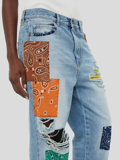 ALANUI Jeans | Denim Jeans California Patchwork | LWYB002S23DEN0014084 26 / ADAM/EVE