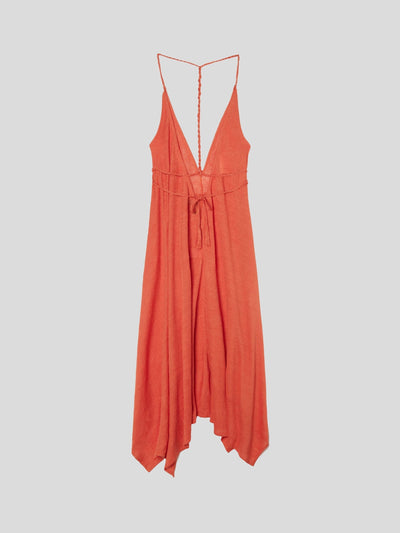 ALANUI Kleider | Get Lost Kleid aus Leinen in coral-orange | LWHI048S23KNI0012626 O/S / ADAM/EVE