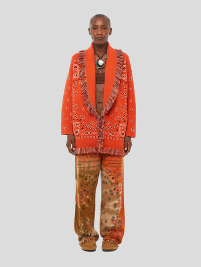 ALANUI Pullover & Strick | Bandana Jacquard Cardigan Tiger Lily orange | LWHB064S23KNI0062384 XS / ADAM/EVE