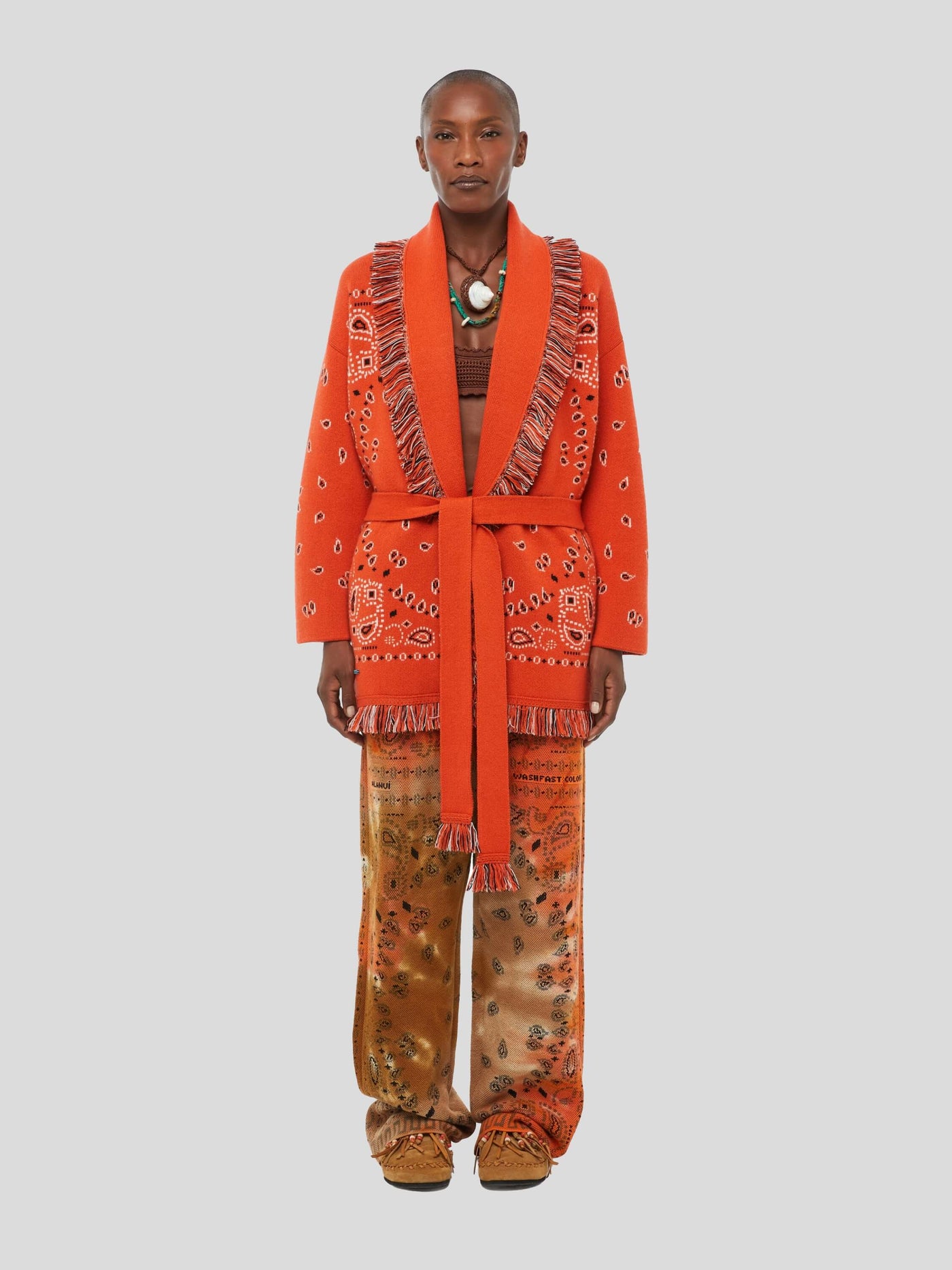 ALANUI Pullover & Strick | Bandana Jacquard Cardigan Tiger Lily orange | LWHB064S23KNI0062384 XS / ADAM/EVE