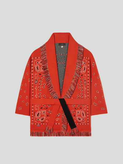 ALANUI Pullover & Strick | Bandana Jacquard Cardigan Tiger Lily orange | LWHB064S23KNI0062384 XS / ADAM/EVE