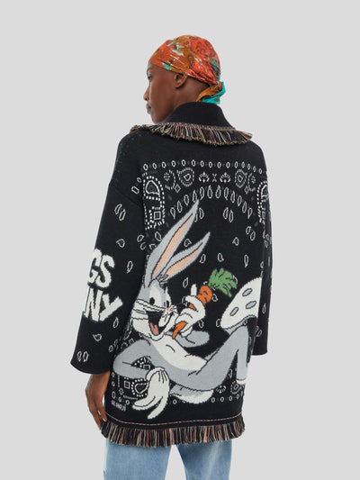 ALANUI Pullover & Strick | Cardigan Bugs Bunny Bandana Jacquard schwarz | LWHB064S23KNI0121084 S / ADAM/EVE