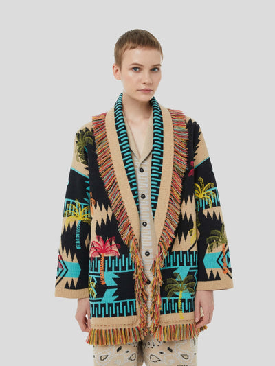 ALANUI Pullover & Strick | Cardigan Palmen-Jacquard multicolor | LWHB064S23KNI0251084 XS / ADAM/EVE