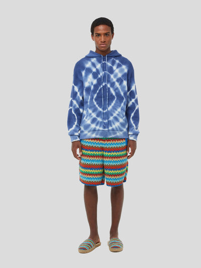 ALANUI Pullover & Strick | Hoodie Pullover Shibori Tie Dye blau-weiß | LMHA036S23KNI0014501 S / ADAM/EVE