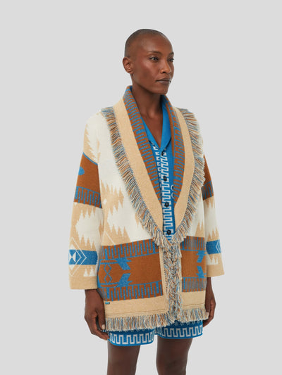 ALANUI Pullover & Strick | Icon Jacquard Cardigan beige-blau lagoon | LWHB064S23KNI0010362 S / ADAM/EVE