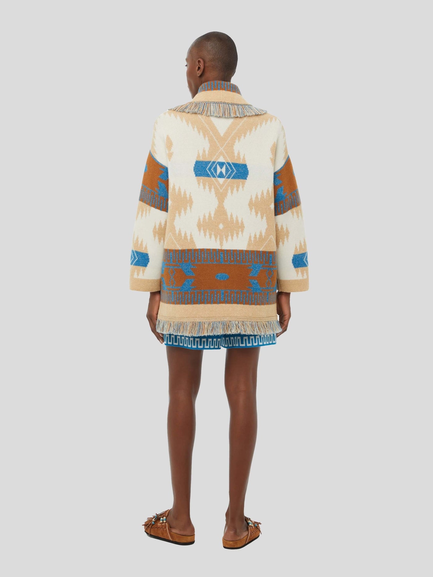 ALANUI Pullover & Strick | Icon Jacquard Cardigan beige-blau lagoon | LWHB064S23KNI0010362 S / ADAM/EVE