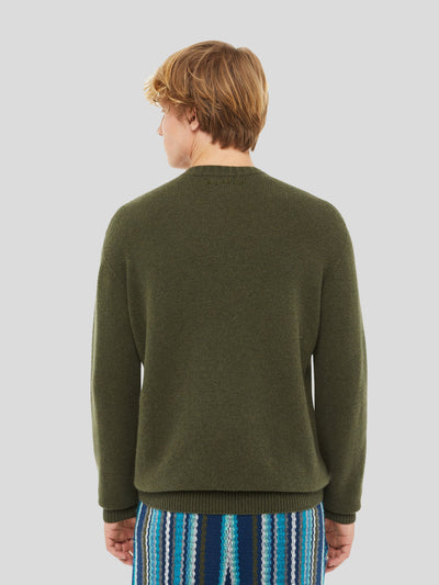 ALANUI Pullover & Strick | Kaschmir Rundhals Pullover in olive grün | LMHE026F23KNI0015656 / ADAM/EVE