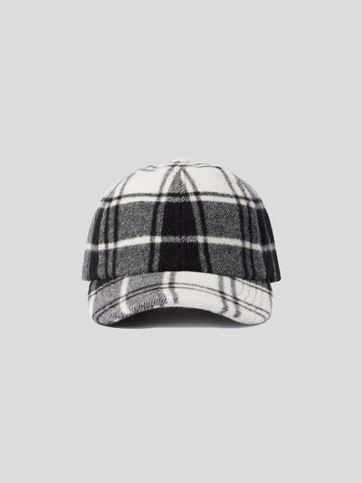 AMI Paris Cap's & Mützen | kariertes Flanell Cap weiß-schwarz | UCP222.412 150 off-white / ADAM/EVE