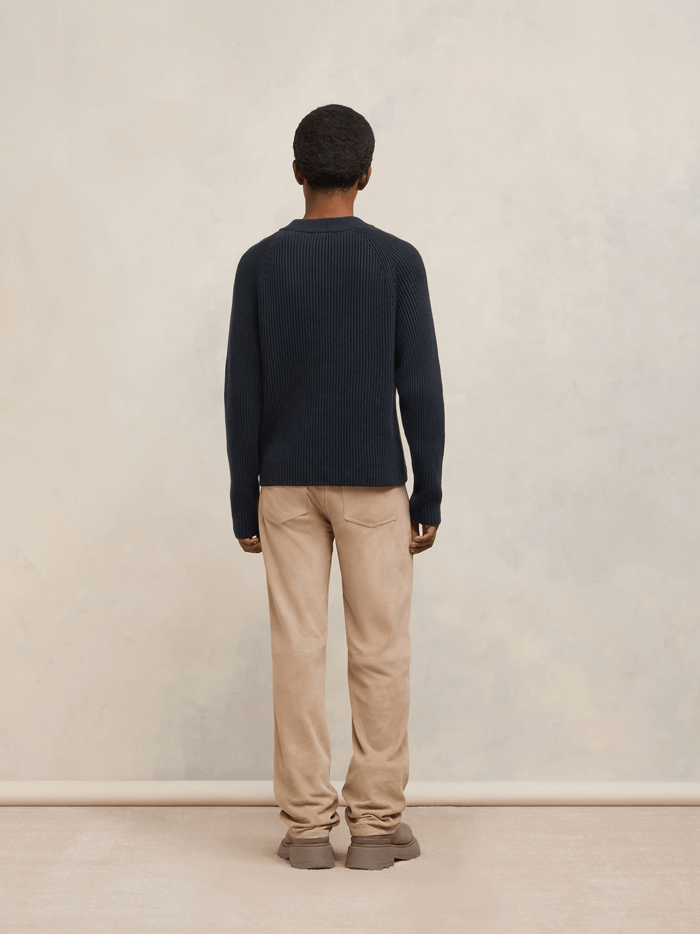 AMI Paris Pullover & Strick | gerippter Pullover nachtblau AMI Label | HKS024 KN0031 430 / ADAM/EVE