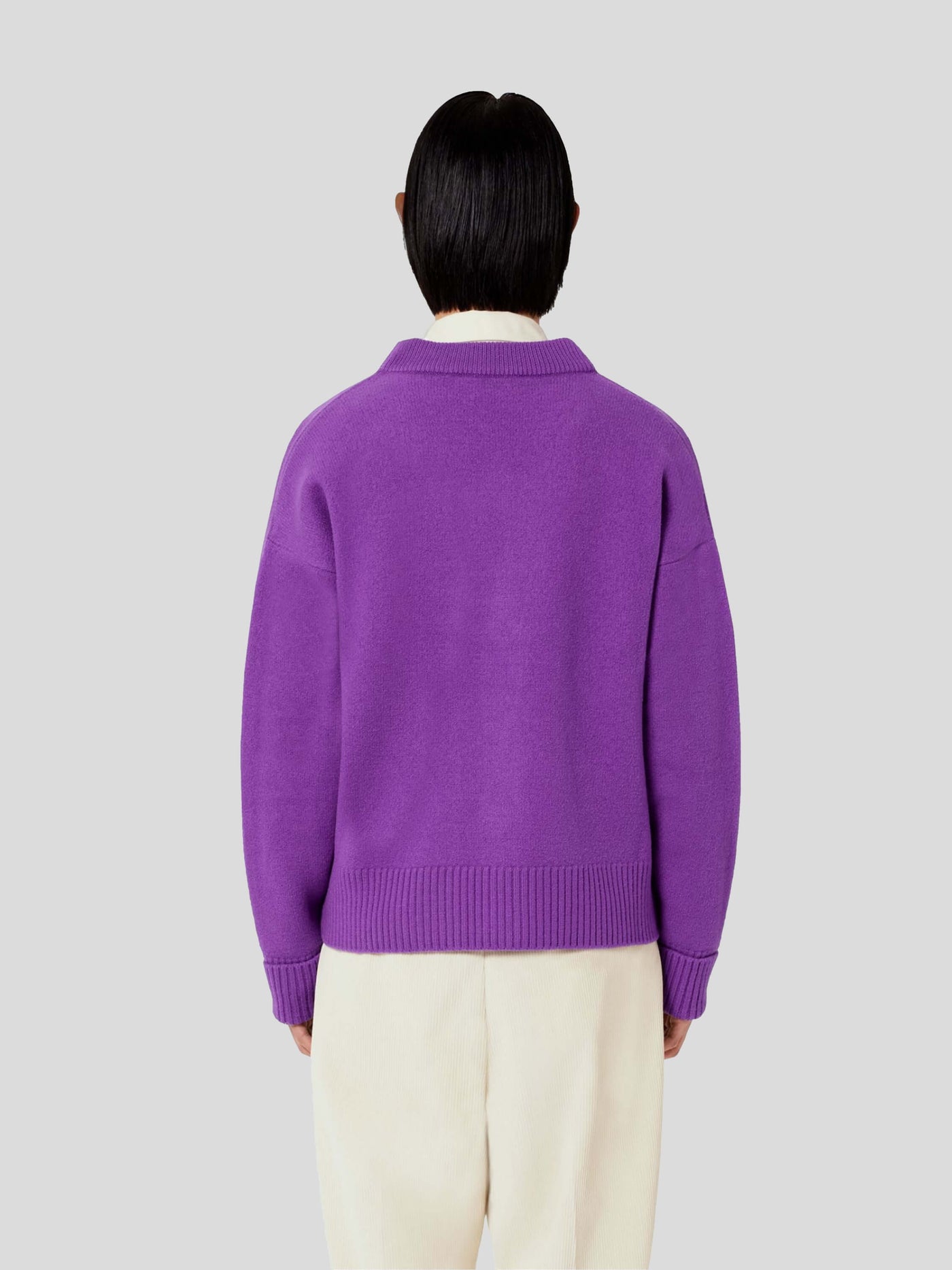 AMI Paris Pullover & Strick | Oversize Cardigan AMI de Coeur purple-lila | UKC002.018 501 purple / ADAM/EVE