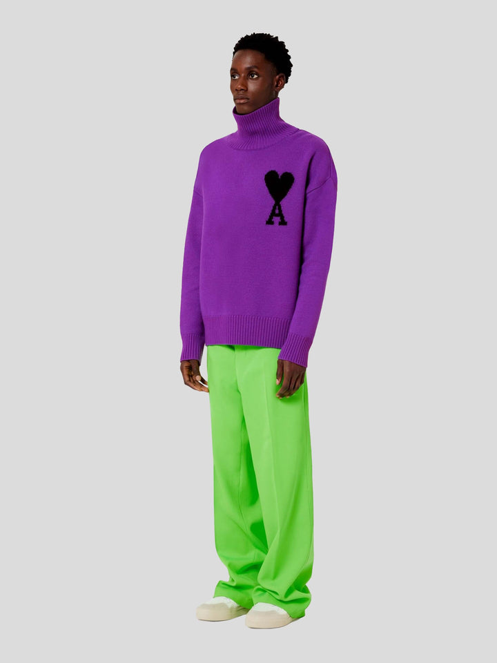 AMI Paris unisex stand-up collar sweater de Coeur purple