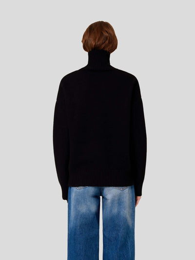 AMI Paris Pullover & Strick | Oversize Stehkragen Pullover de Coeur schwarz | UKS402.018 009 black / ADAM/EVE