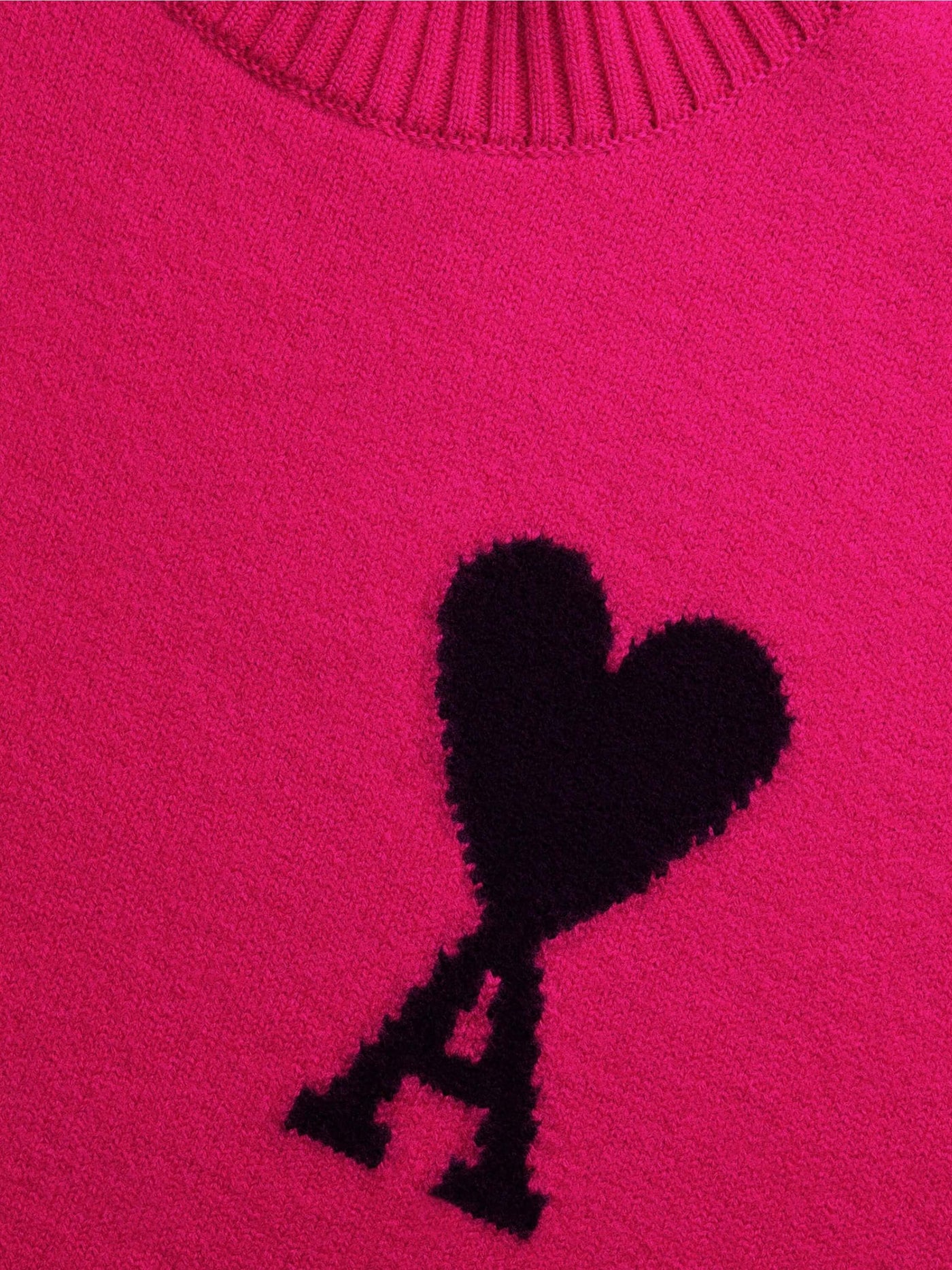 AMI Paris Pullover & Strick | Pullover de Coeur mit Stehkragen fuchsia-pink | UKS402.018 51889 fuchsia / ADAM/EVE