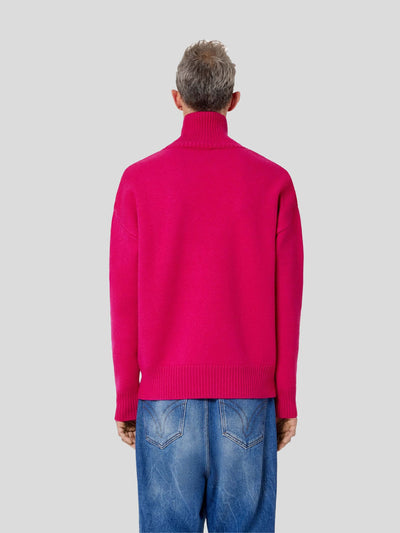 AMI Paris Pullover & Strick | Pullover de Coeur mit Stehkragen fuchsia-pink | UKS402.018 51889 fuchsia / ADAM/EVE
