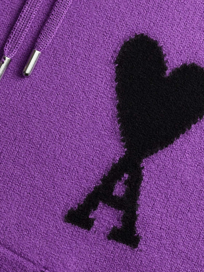 AMI Paris Pullover & Strick | Woll Hoodie de Coeur purple-black | UKS802.018 501 purple / ADAM/EVE
