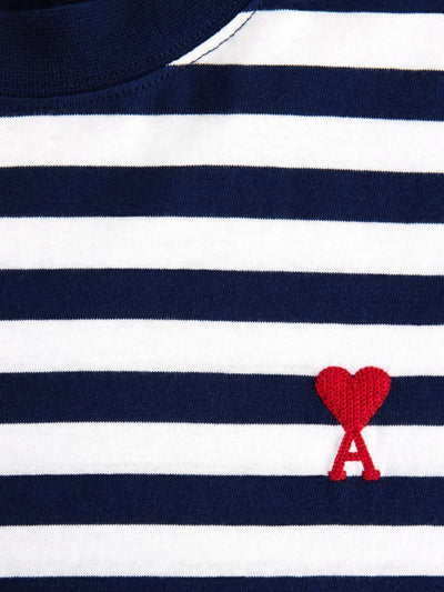 AMI Paris Shirts & Polos | Gesteiftes T-Shirt de Coeur blau-weiß | UTS013.074 251 blau-weiß / ADAM/EVE
