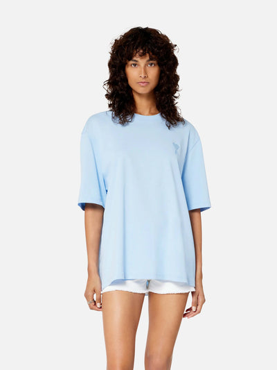 AMI Paris Shirts & Polos | Oversize T-Shirt sky blau tonal de Coeur | UTS004.726 464 sky / ADAM/EVE