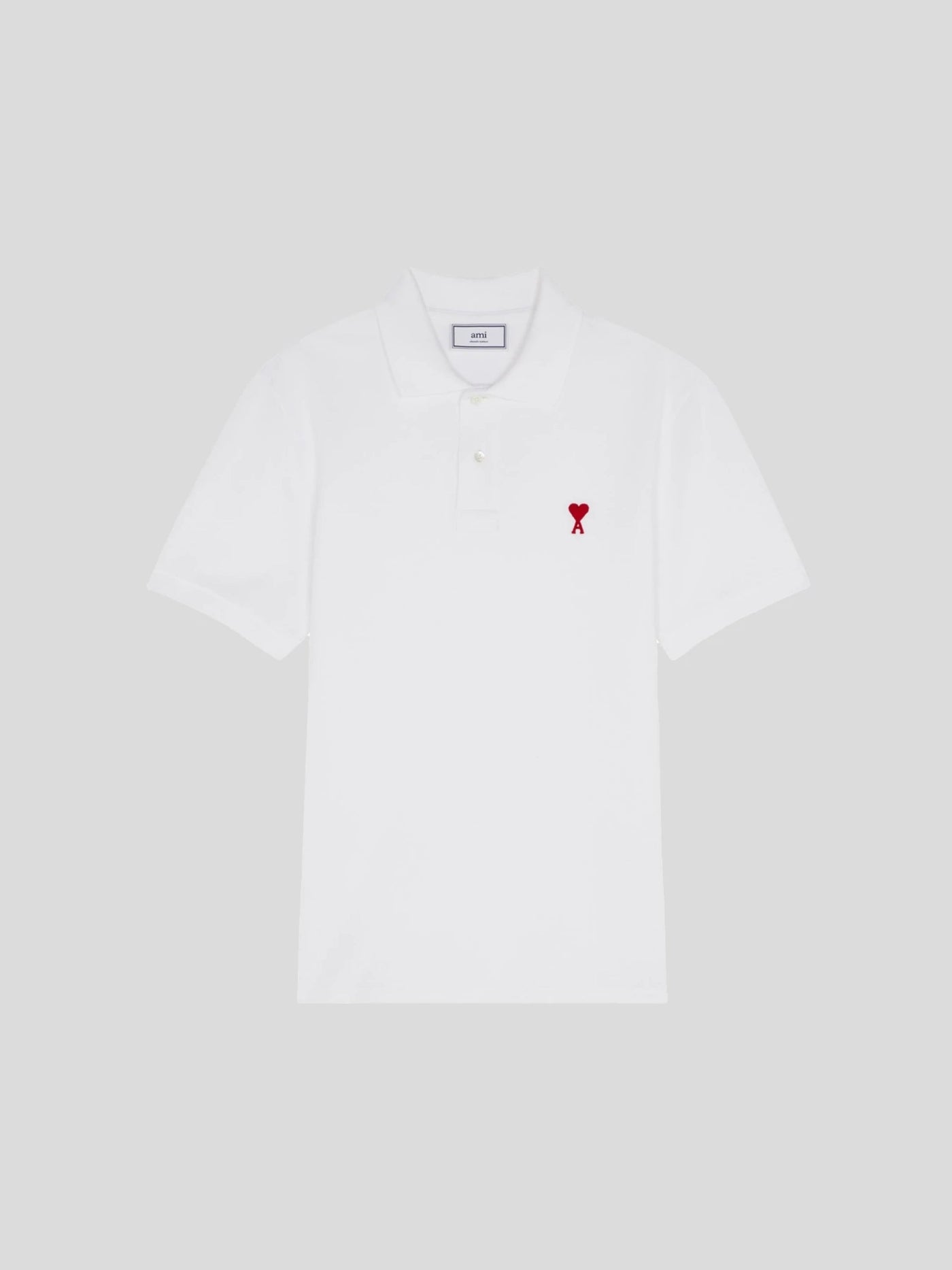 AMI Paris Shirts & Polos | Piqué Polo Shirt AMI De Coeur in Weiß | BFHPL001.760 100 white / ADAM/EVE