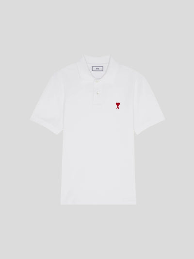 AMI Paris Shirts & Polos | Piqué Polo Shirt AMI De Coeur in Weiß | BFHPL001.760 100 white / ADAM/EVE