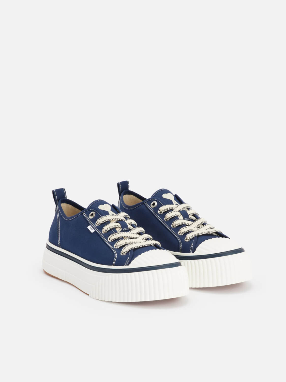 AMI Paris Sneaker | Low Top Stoff Sneaker 1980 navy-blau | USN008.AW0006 491 blue-1 / ADAM/EVE