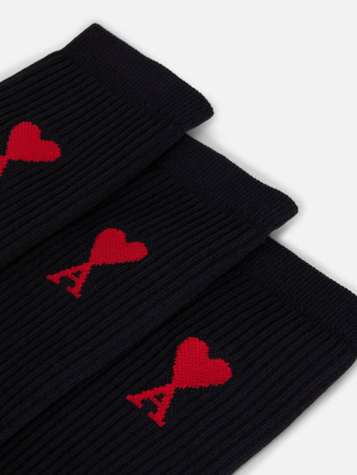 AMI Paris Socken | 3er Pack Socken de Coeur schwarz | USC606.379 001 / ADAM/EVE