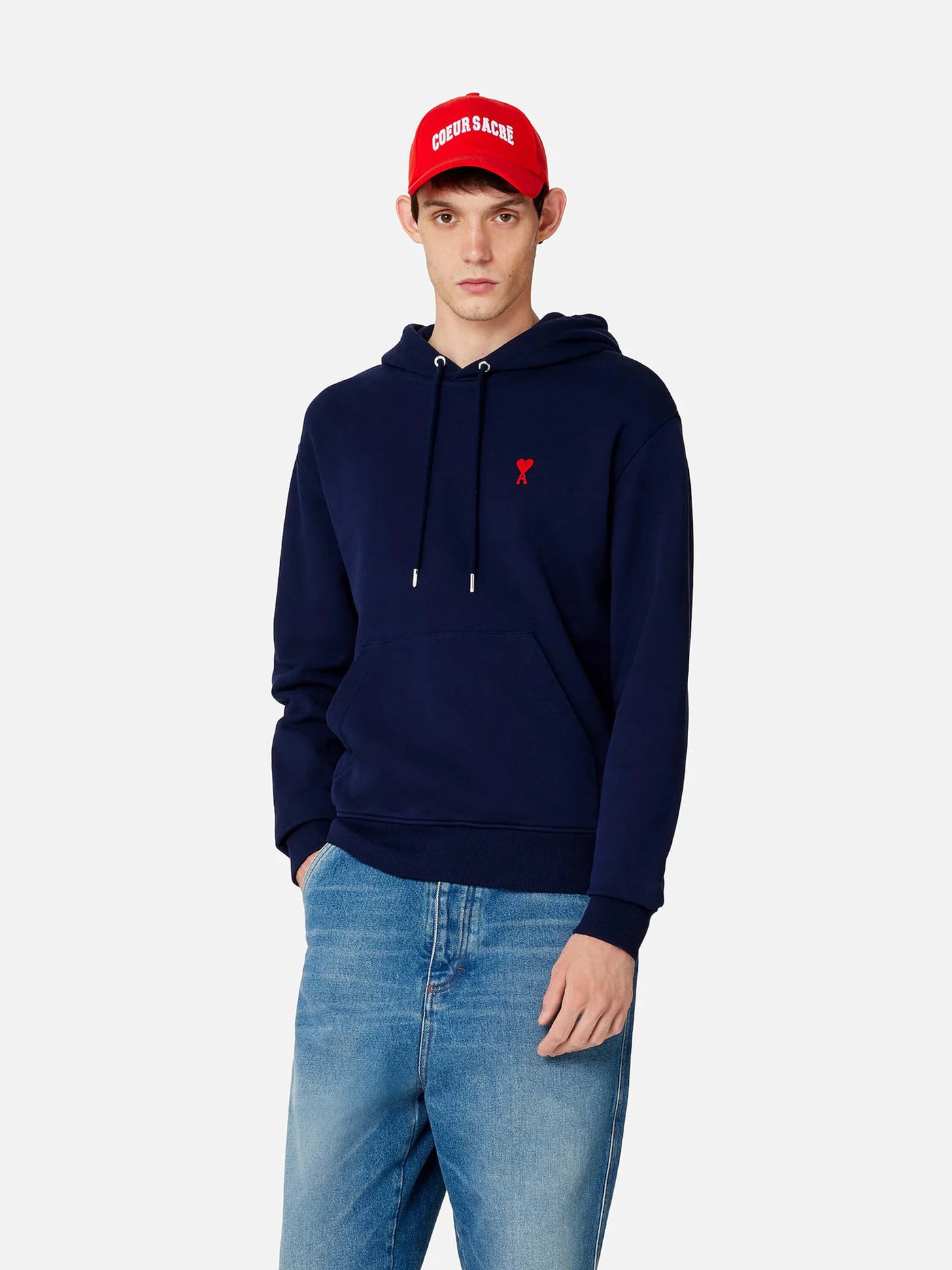 AMI Paris Sweat | Hoodie de Coeur navy | USW200.730 254 bleu nautique / ADAM/EVE