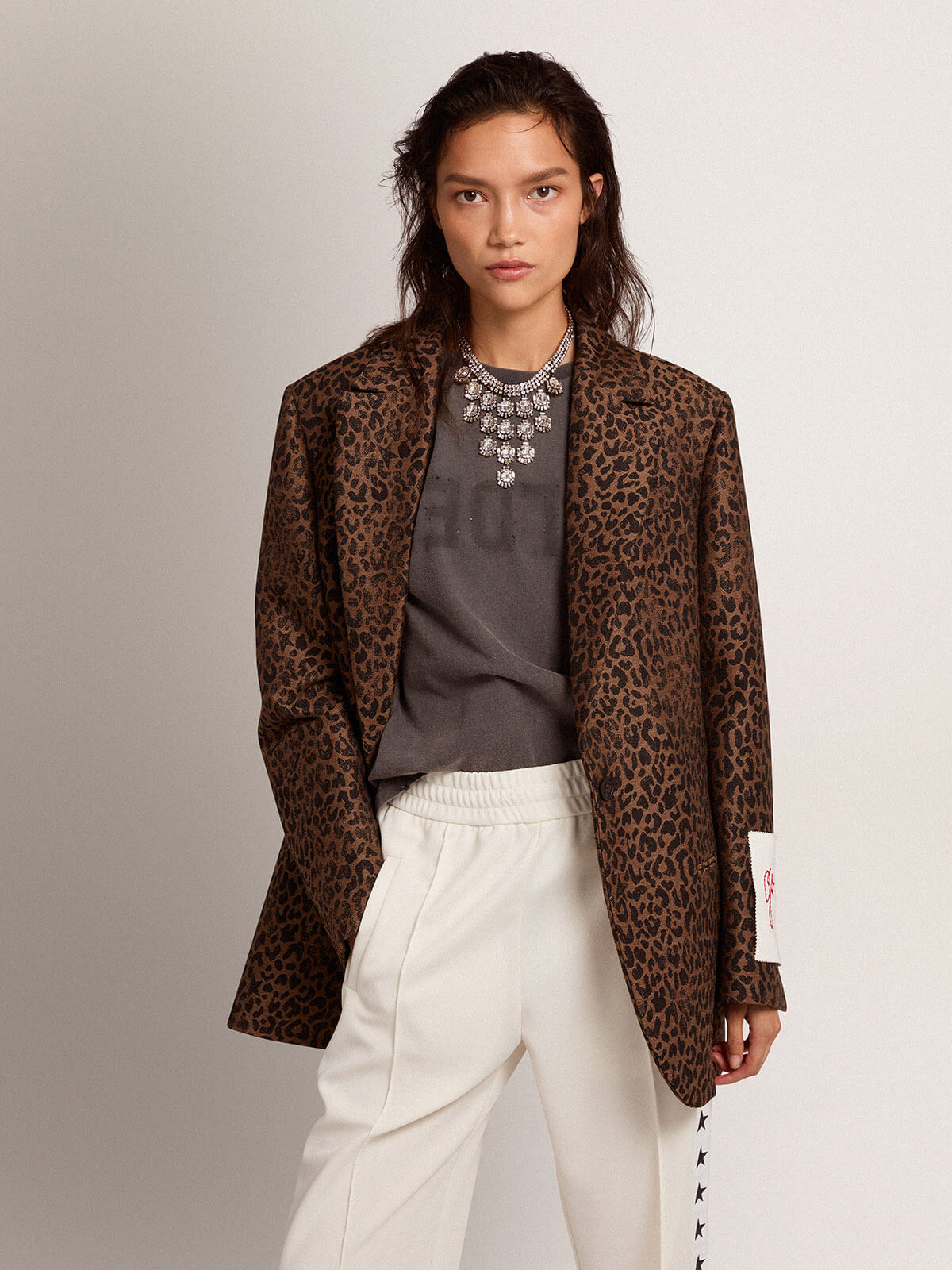 Golden Goose Blazer | Tom Boy Blazer aus Jacquard mit Animal-Motiv | GWP00577.P000651.81402 / ADAM/EVE