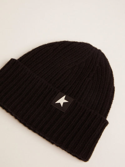 Golden Goose Cap's & Mützen | gerippte Mütze mit Stern aus Wolle in schwarz | GUP01035.P000601.90100 / ADAM/EVE