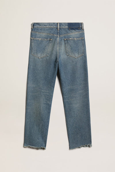 Golden Goose Jeans | Cropped Flare Jeans medium Stone Washed Denim | GWP00843.P000621.50100 / ADAM/EVE