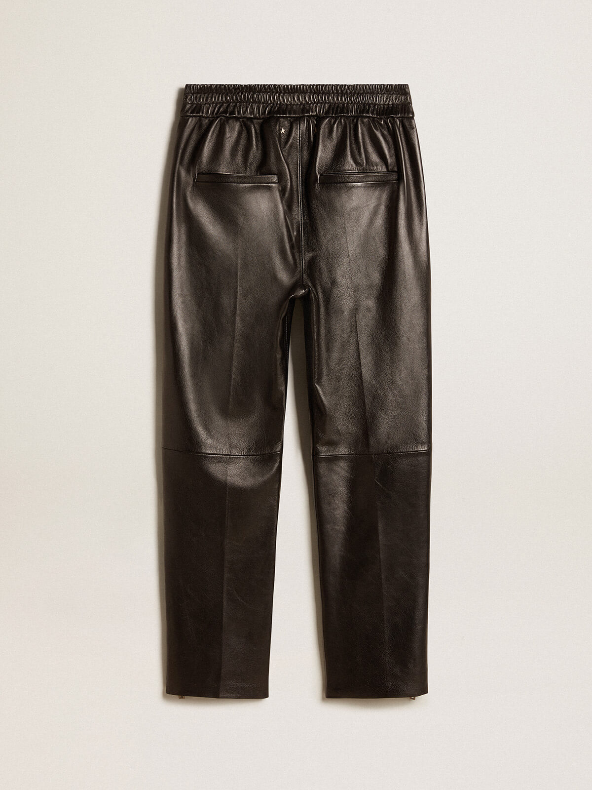 Golden Goose Lederhosen | Lederhose Jogger mit Bund und Zip in schwarz | GWP01486.P001178.90100 / ADAM/EVE