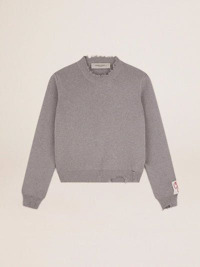 Golden Goose Pullover & Strick | Rundhals Pullover distressed grau meliert | GWP00836.P000662.60255 / ADAM/EVE