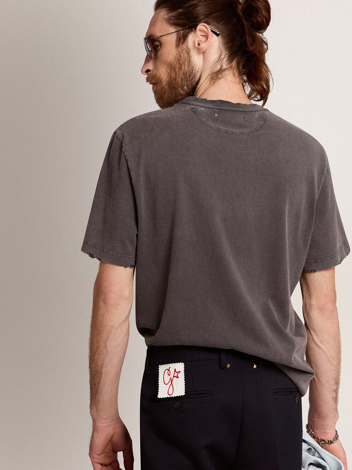 Golden Goose T-Shirt distressed Golden anthrazit - ADAM/EVE