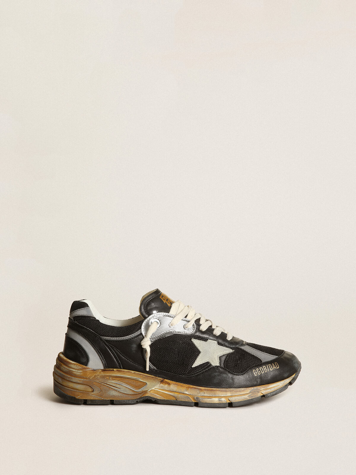 Golden Goose Sneaker | Dad-Star Running Sneaker in schwarz aus Leder/Mesh - grauer Stern | GMF00199.F003270.90282 / ADAM/EVE