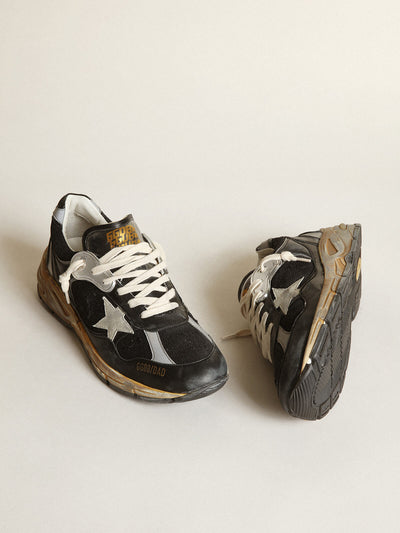 Golden Goose Sneaker | Dad-Star Running Sneaker in schwarz aus Leder/Mesh - grauer Stern | GMF00199.F003270.90282 / ADAM/EVE